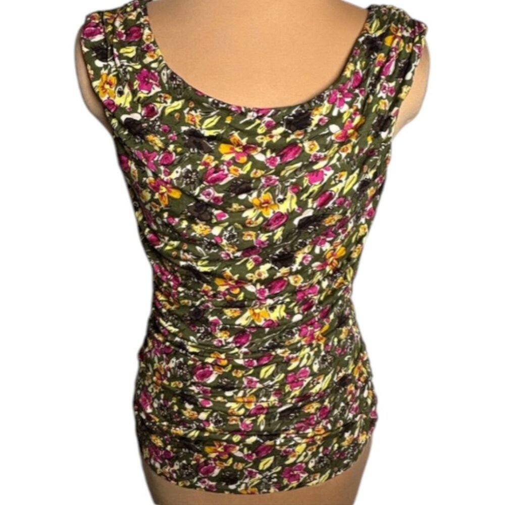 Weston Wear Ruched Floral Sleeveless Stretch Tank Top Women's Small